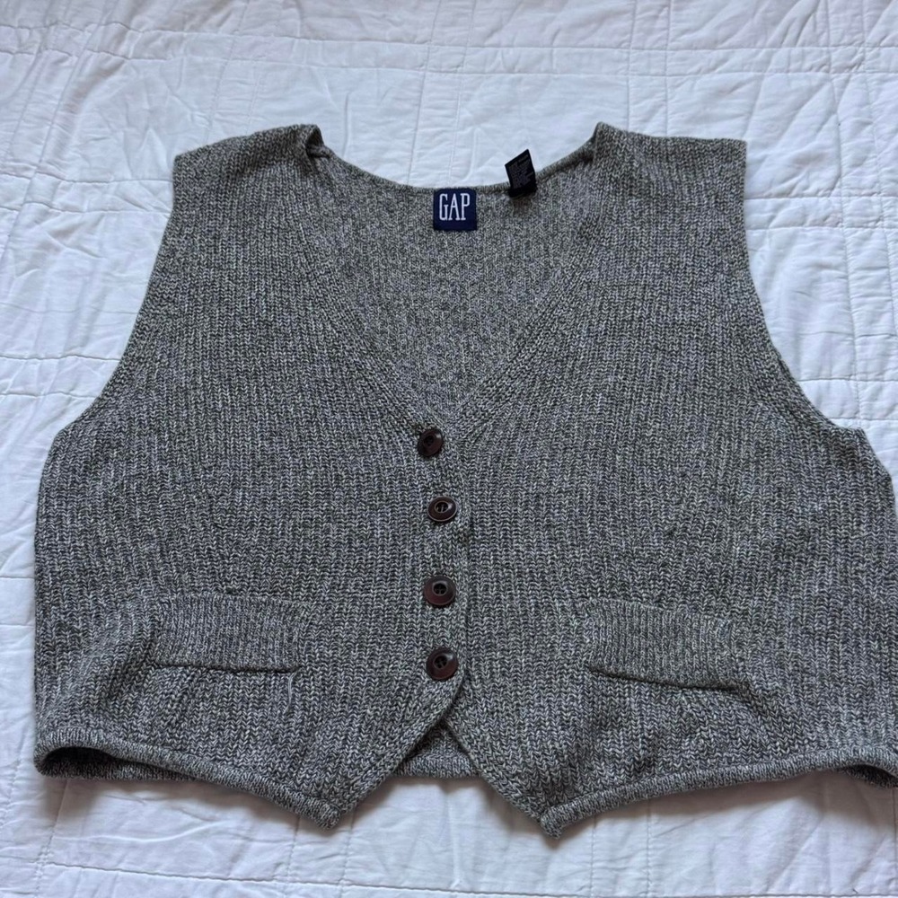 vintage 90s GAP sweater vest waistcoat womens M cotton academia quiet luxury